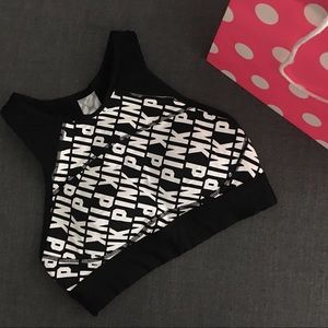 PINK logo sports bra